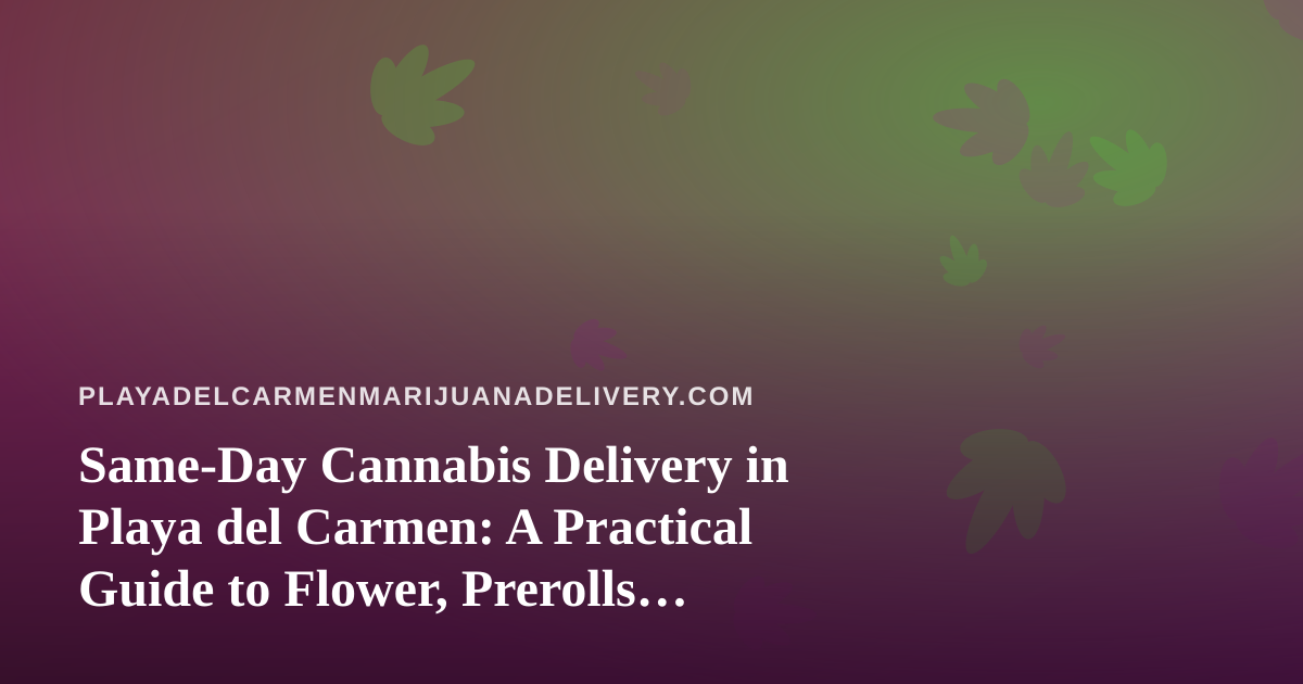 Same-Day Cannabis Delivery in Playa del Carmen: A Practical Guide to Flower, Prerolls, Vapes, Edibles and Concentrates